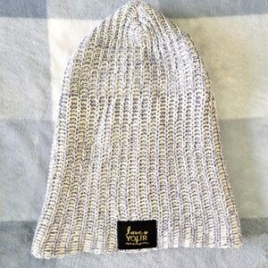 Love Your Melon Blue Cream Marled Unisex Beanie Or Cuffed Hat Logo One Size
